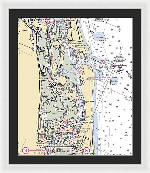 Ponce-de-leon-inlet -florida Nautical Chart _v6 - Framed Print