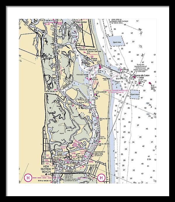 Ponce-de-leon-inlet -florida Nautical Chart _v6 - Framed Print