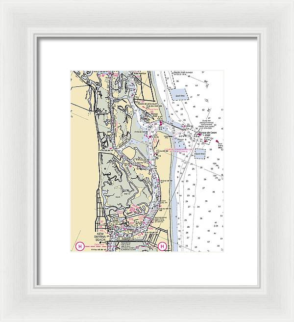 Ponce-de-leon-inlet -florida Nautical Chart _v6 - Framed Print