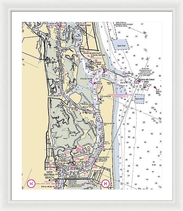 Ponce-de-leon-inlet -florida Nautical Chart _v6 - Framed Print