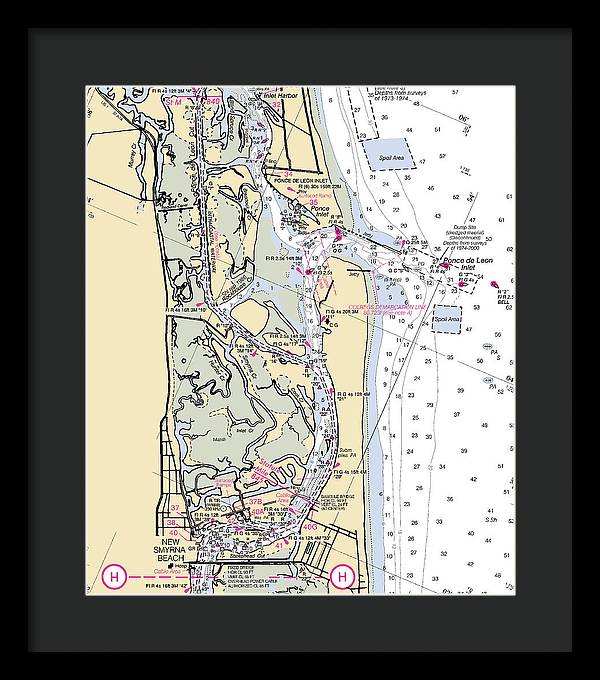 Ponce-de-leon-inlet -florida Nautical Chart _v6 - Framed Print