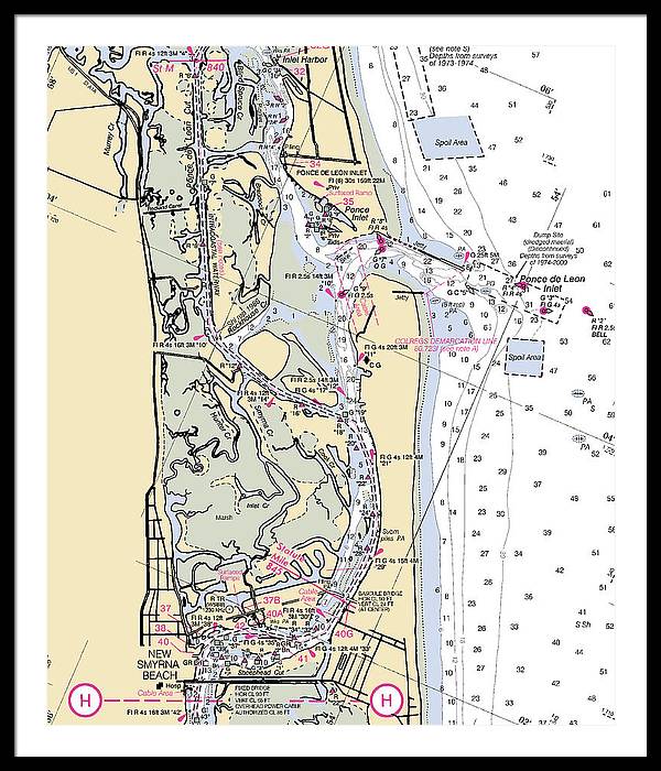 Ponce-de-leon-inlet -florida Nautical Chart _v6 - Framed Print