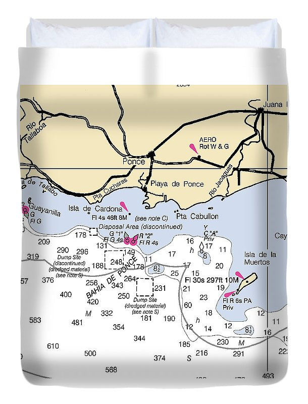 Ponce-puerto Rico Nautical Chart - Duvet Cover