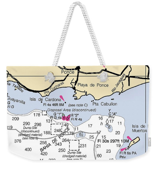 Ponce-puerto Rico Nautical Chart - Weekender Tote Bag