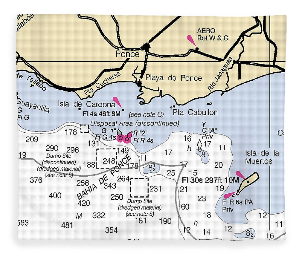 Ponce Puerto Rico Nautical Chart Blanket