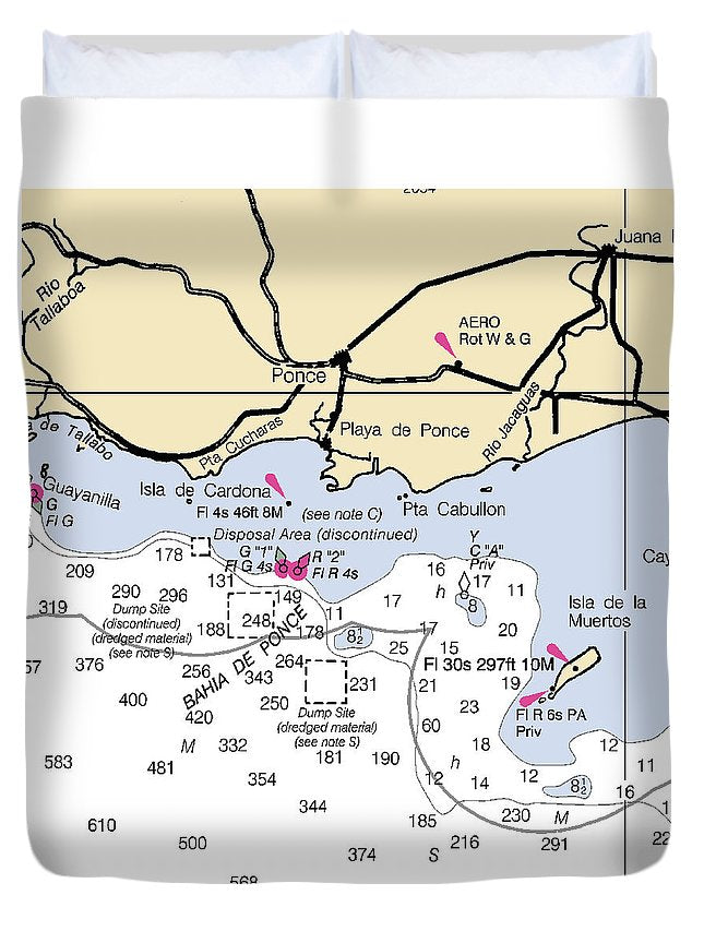 Ponce-puerto Rico Nautical Chart - Duvet Cover