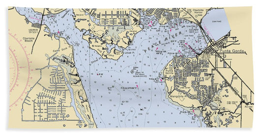 Port-charlotte-punta-gorda -florida Nautical Chart _v6 - Bath Towel