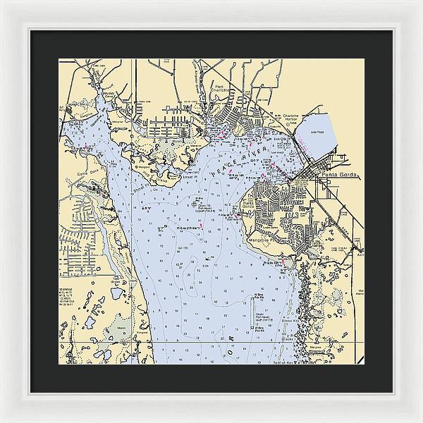 Port Charolette Punta Gorda-florida Nautical Chart - Framed Print