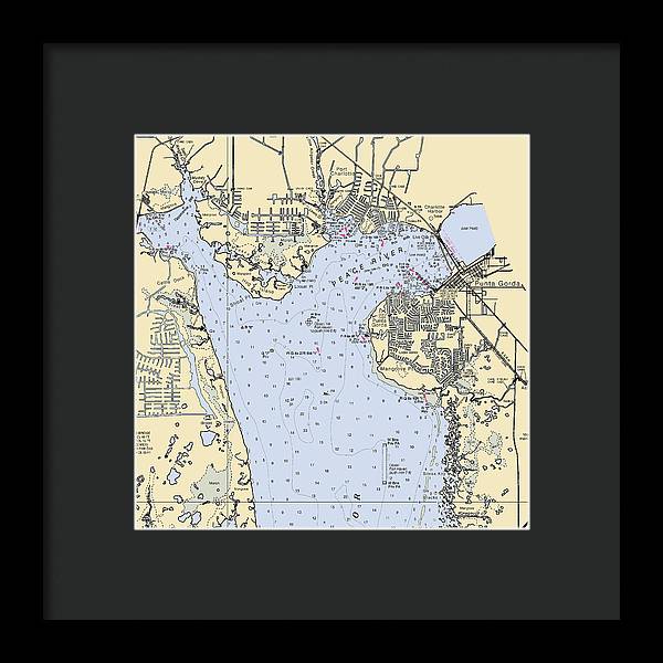 Port Charolette Punta Gorda-florida Nautical Chart - Framed Print