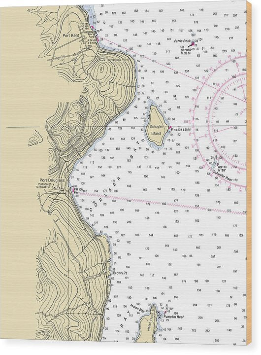Port Douglas-Lake Champlain  Nautical Chart Wood Print