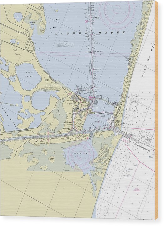 Port Isabel And Laguna Madre Texas Nautical Chart Wood Print