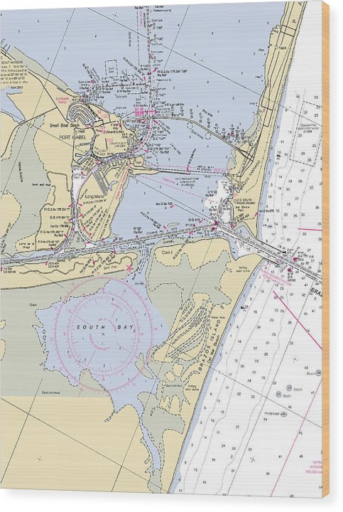 Port Isabel-Texas Nautical Chart Wood Print