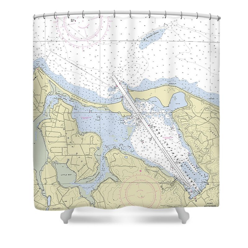 Port Jefferson New York Nautical Chart Shower Curtain