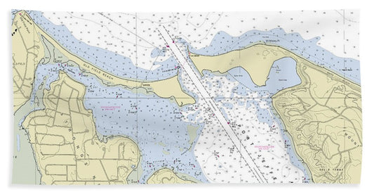 Port Jefferson New York Nautical Chart - Beach Towel