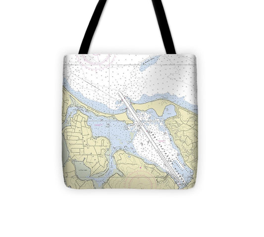 Port Jefferson New York Nautical Chart Tote Bag
