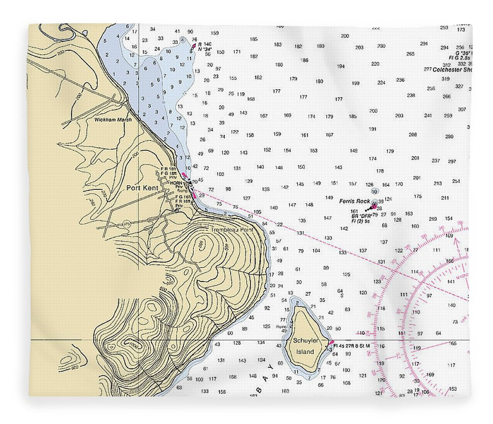 Port Kent Lake Champlain  Nautical Chart Blanket