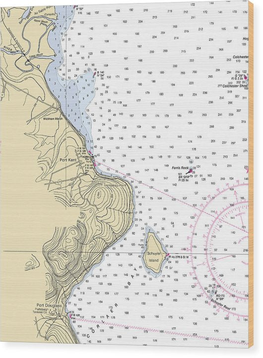 Port Kent-Lake Champlain  Nautical Chart Wood Print