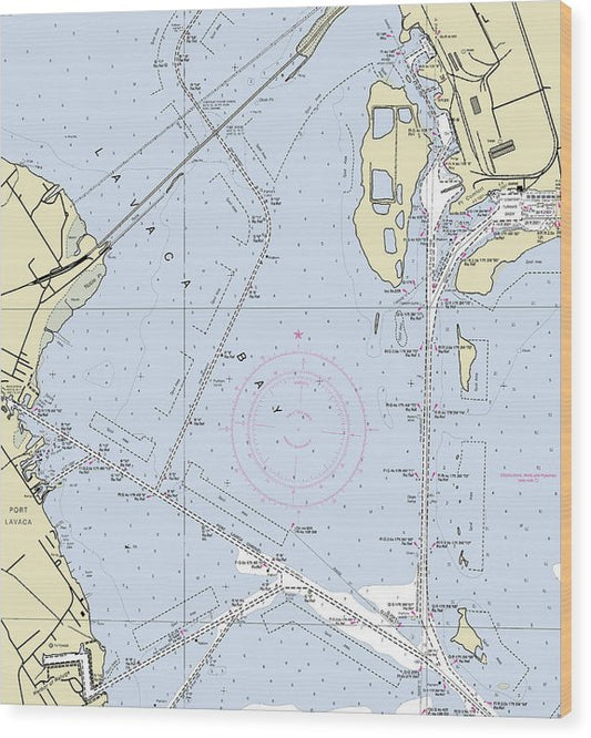 Port Lavaca Texas Nautical Chart Wood Print