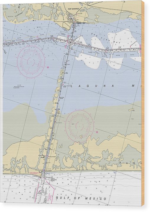 Port Mansfield-Texas Nautical Chart Wood Print