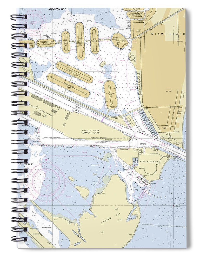 Port Of Miami Florida Nautical Chart Spiral Notebook