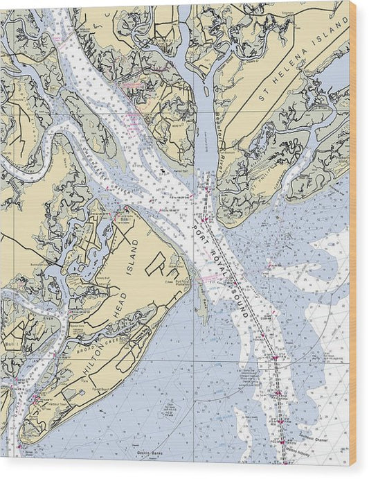 Port Royal Sound-South Carolina Nautical Chart Wood Print