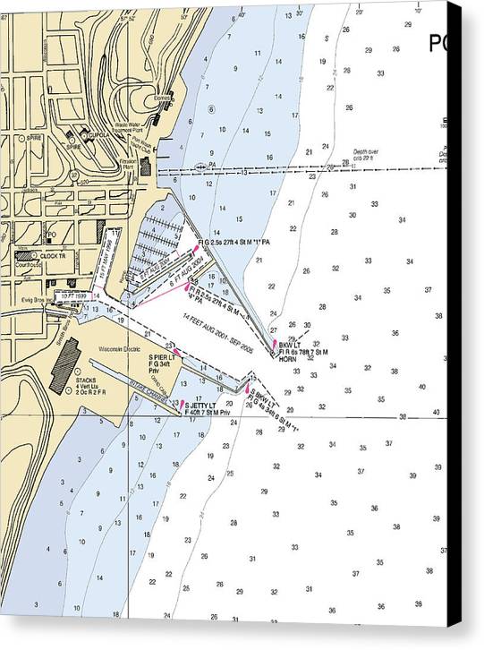 Port Washington-lake Michigan Nautical Chart - Canvas Print