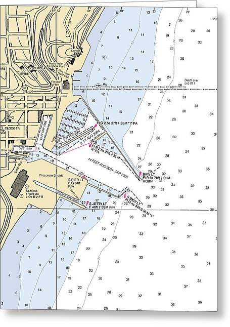 Port Washington-lake Michigan Nautical Chart - Greeting Card