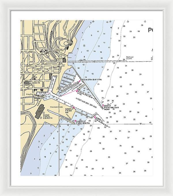 Port Washington-lake Michigan Nautical Chart - Framed Print