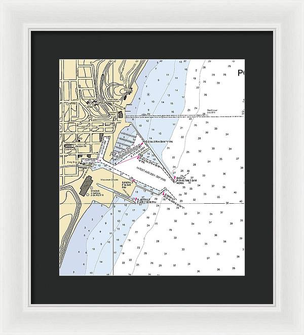 Port Washington-lake Michigan Nautical Chart - Framed Print