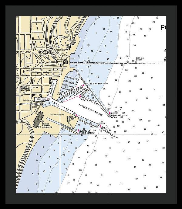 Port Washington-lake Michigan Nautical Chart - Framed Print