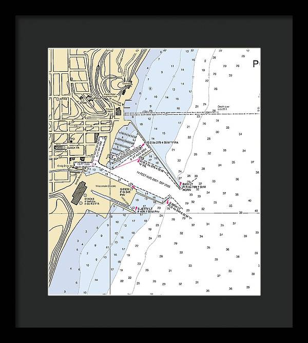 Port Washington-lake Michigan Nautical Chart - Framed Print