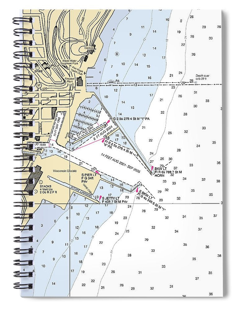 Port Washington Lake Michigan Nautical Chart Spiral Notebook