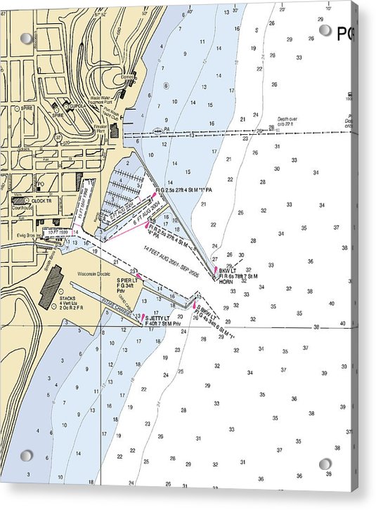 Port Washington-lake Michigan Nautical Chart - Acrylic Print
