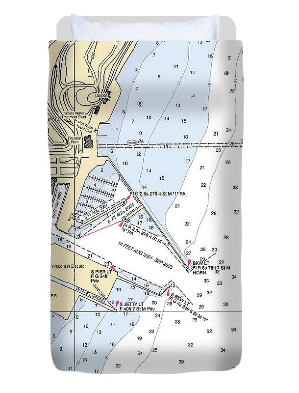 Port Washington-lake Michigan Nautical Chart - Duvet Cover