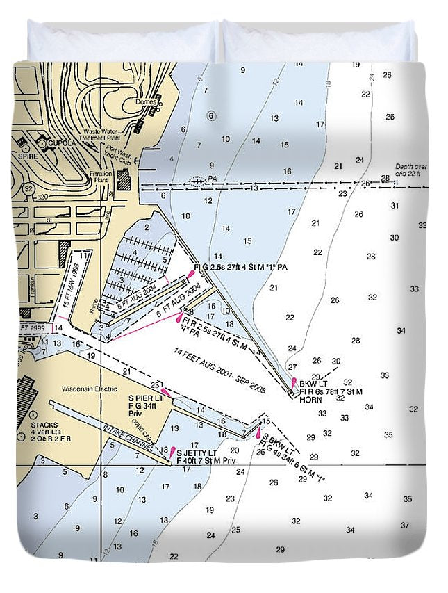 Port Washington-lake Michigan Nautical Chart - Duvet Cover