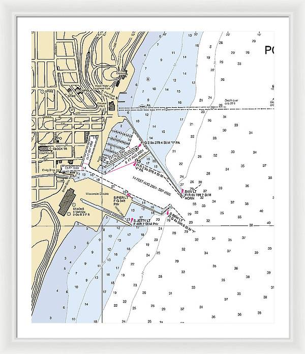 Port Washington-lake Michigan Nautical Chart - Framed Print