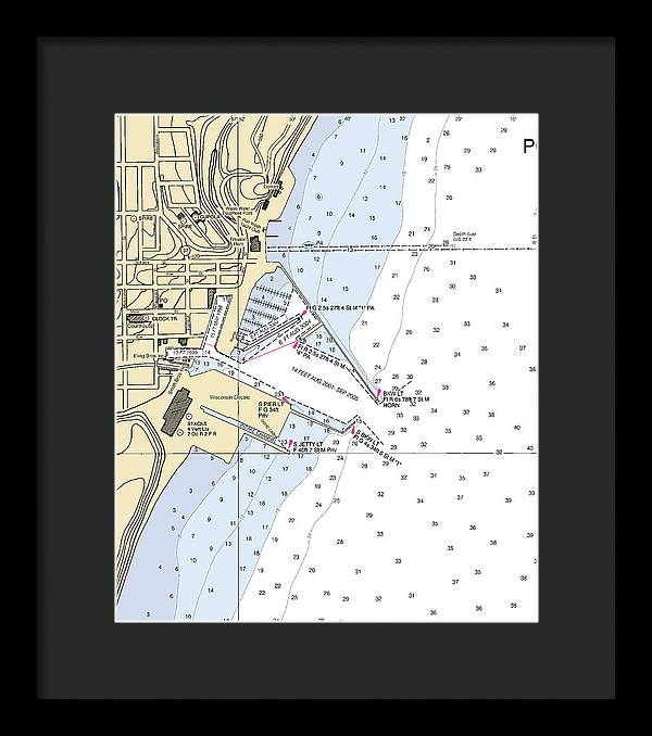 Port Washington-lake Michigan Nautical Chart - Framed Print