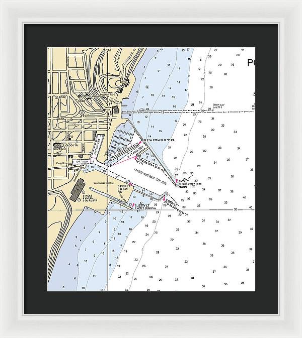 Port Washington-lake Michigan Nautical Chart - Framed Print