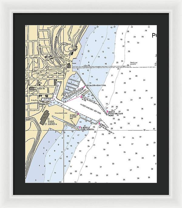 Port Washington-lake Michigan Nautical Chart - Framed Print