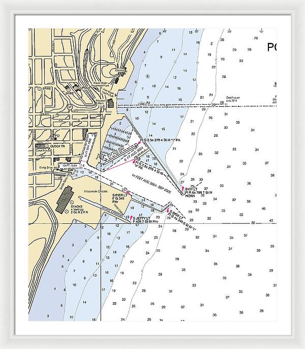 Port Washington-lake Michigan Nautical Chart - Framed Print