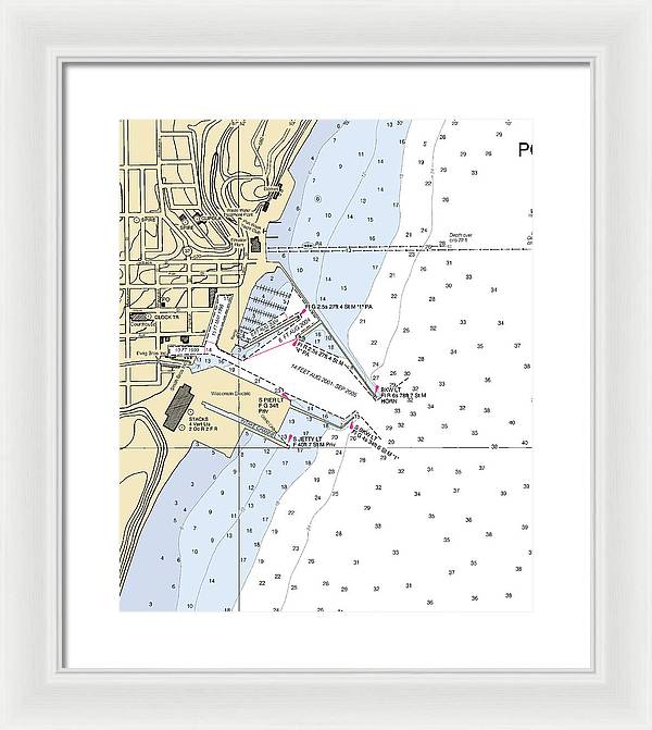 Port Washington-lake Michigan Nautical Chart - Framed Print