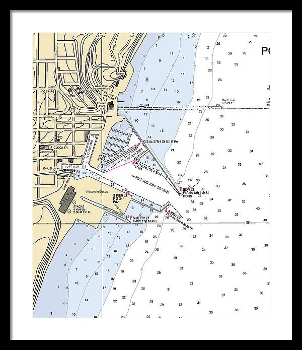 Port Washington-lake Michigan Nautical Chart - Framed Print