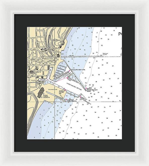 Port Washington-lake Michigan Nautical Chart - Framed Print