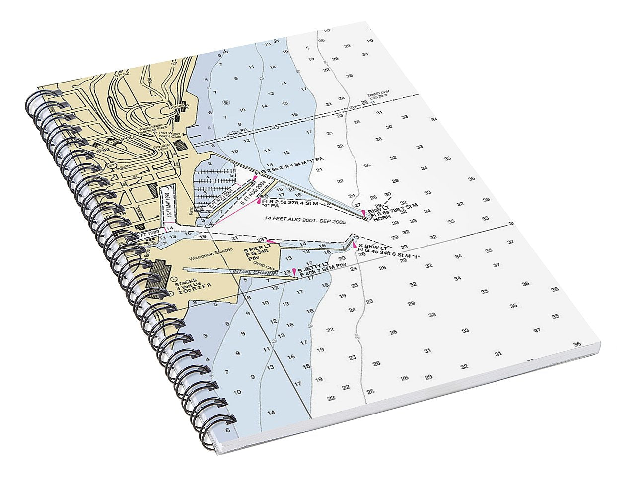 Port Washington-lake Michigan Nautical Chart - Spiral Notebook