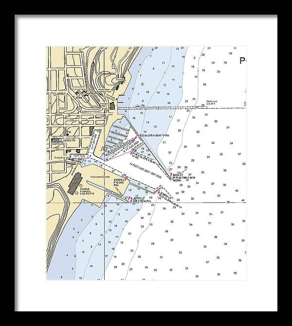 Port Washington-lake Michigan Nautical Chart - Framed Print