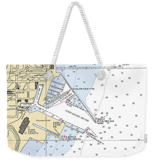 Port Washington-lake Michigan Nautical Chart - Weekender Tote Bag