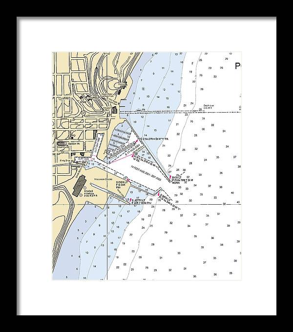 Port Washington-lake Michigan Nautical Chart - Framed Print