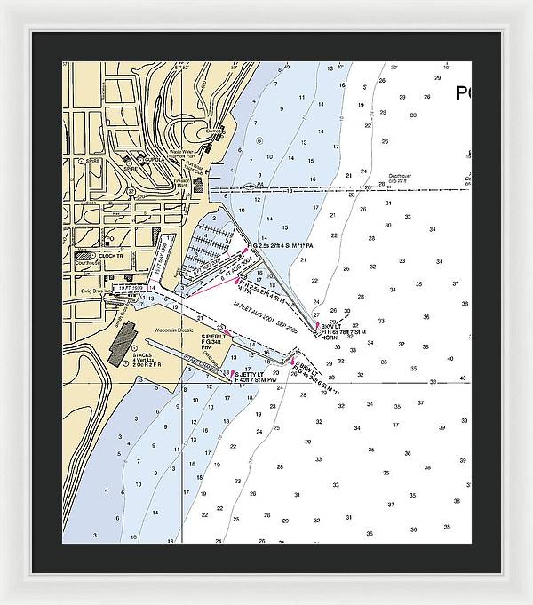 Port Washington-lake Michigan Nautical Chart - Framed Print