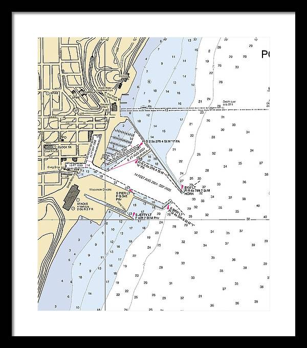 Port Washington-lake Michigan Nautical Chart - Framed Print