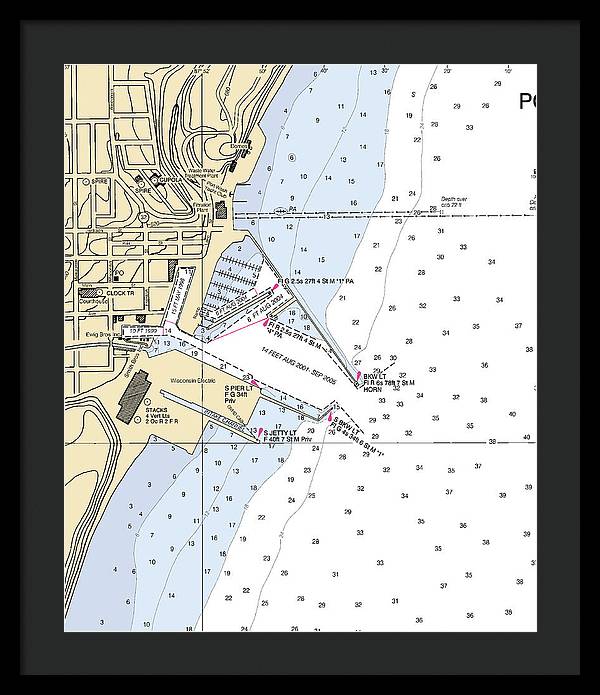 Port Washington-lake Michigan Nautical Chart - Framed Print